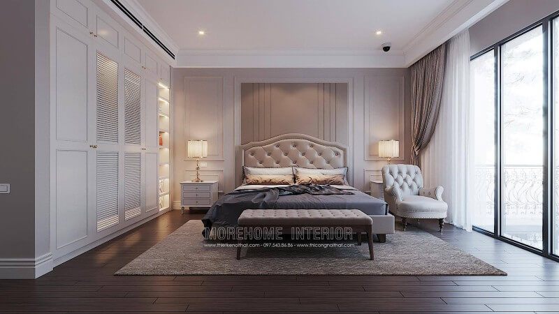 Mẫu thiết kế tủ quần áo đẹp cho không gian nội thất phòng ngủ biệt thự